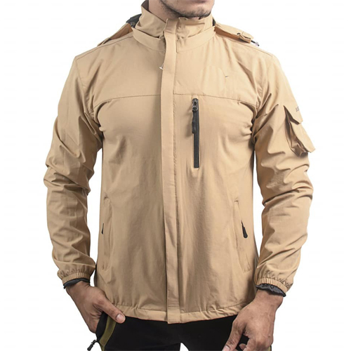 Men's Stylish  Hooded Jacket- Water Resistant, Wind Proof-Cream